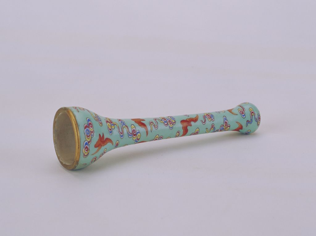 图片[1]-Pinestone Green Pink Cloud Bat Pattern Pen Tube-China Archive